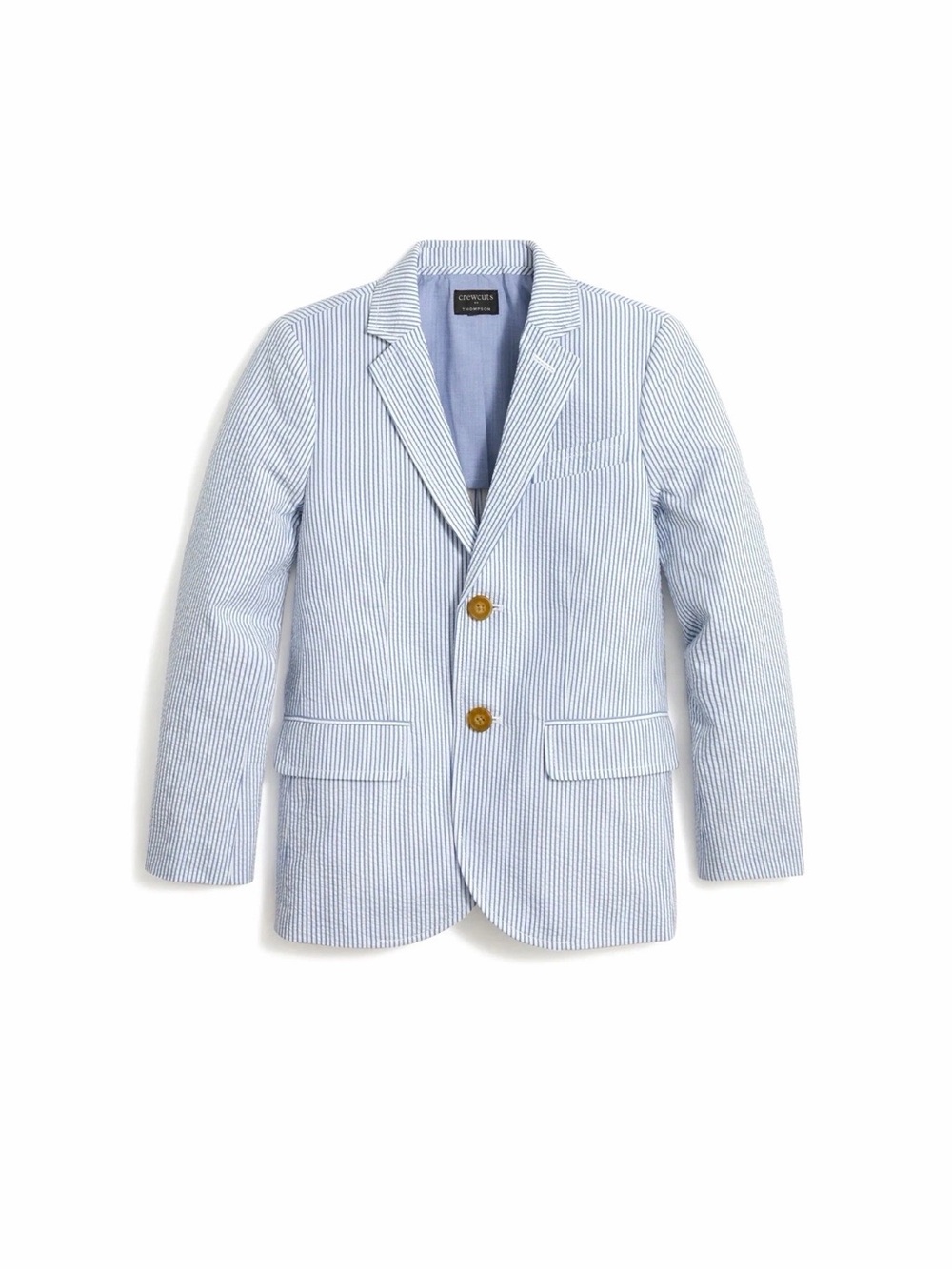 Crewcuts Thompson Blue & White Striped Seersucker Blazer